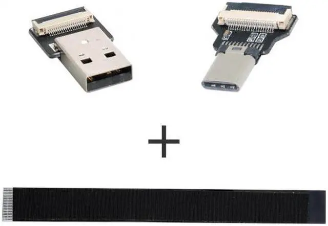 Alt view image 3 of 6 - Cablecc 0.5M USB 2.0 Type-A Male to USB-C Type-C Male Data Flat Slim FPC Cable for FPV & Disk & Phone