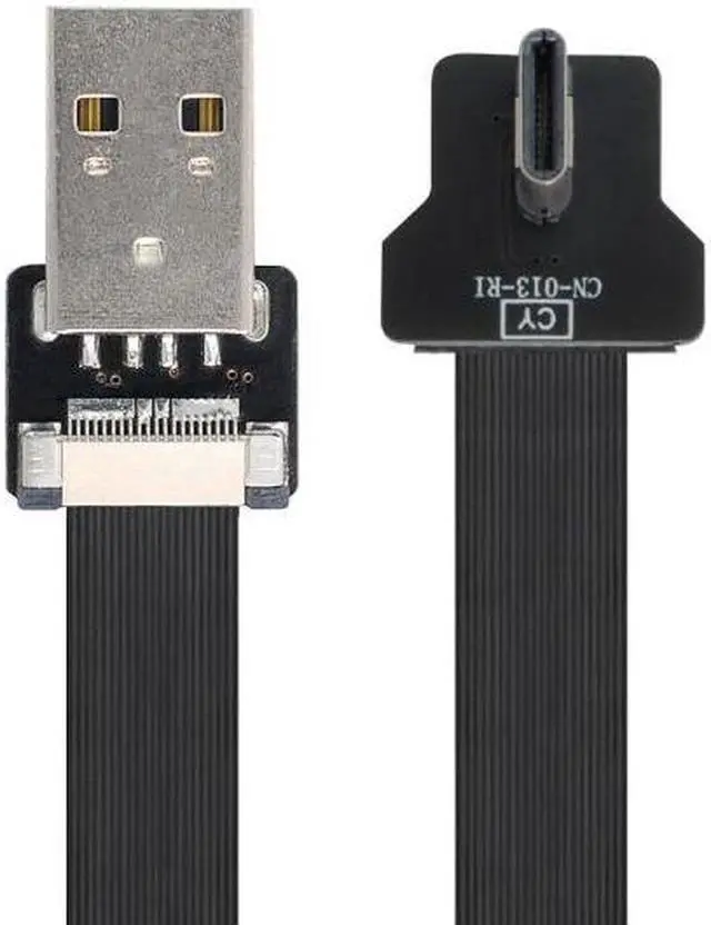 Alt view image 3 of 7 - CY Right Angled USB 2.0 Type-A Male to USB-C Type-C Male Data Flat Slim FPC Cable for FPV and Disk and Phone