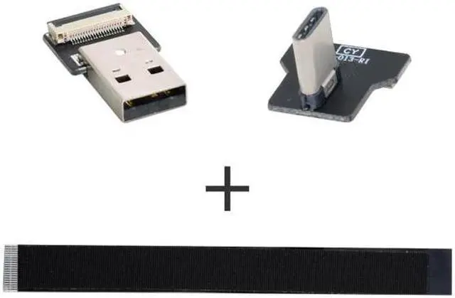 Alt view image 4 of 7 - CY Right Angled USB 2.0 Type-A Male to USB-C Type-C Male Data Flat Slim FPC Cable for FPV and Disk and Phone