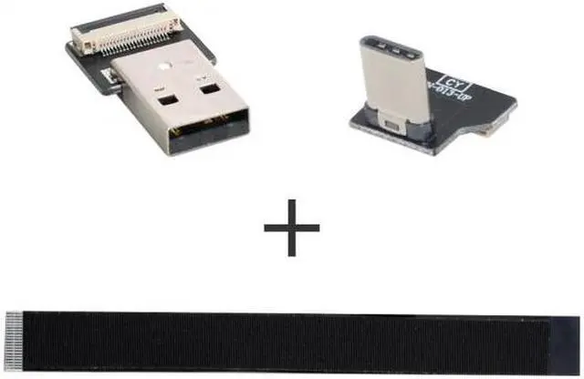 Alt view image 3 of 6 - Cablecc 0.2M Up Down Angled USB 2.0 Type-A Male to USB-C Type-C Male Data Flat Slim FPC Cable for FPV & Disk & Phone
