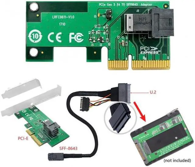 Alt view image 7 of 8 - FVH PCI-E 3.0 4.0 to SFF-8643 Card Adapter and U.2 U2 SFF-8639 NVME PCIe SSD Cable for Mainboard SSD