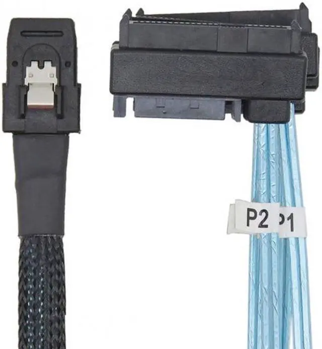 Alt view image 2 of 7 - Cablecc Internal 36 Pin Mini SAS SFF-8087 Host to 4 SFF-8482 Target SAS Hard Disk and SATA Power Cable 50cm