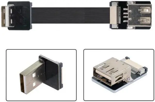 Alt view image 3 of 7 - Chenyang 1.0M Down Angled USB 2.0 Type-A Male to Female Extension Data Flat Slim FPC Cable for FPV & Disk & Scanner & Printer
