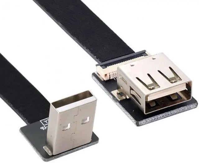 Alt view image 3 of 7 - Cablecc Up Angled USB 2.0 Type-A Male to Female Extension Data Flat Slim FPC Cable for FPV and Disk and Scanner and Printer