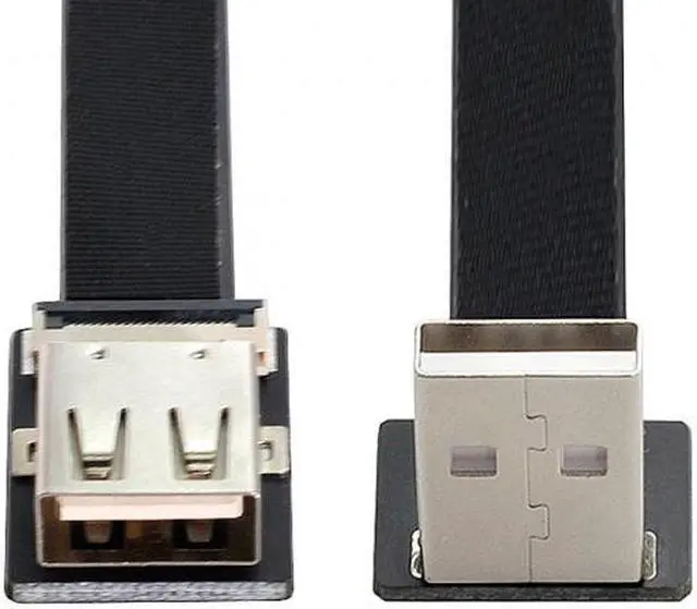 Alt view image 2 of 7 - Cablecc Up Angled USB 2.0 Type-A Male to Female Extension Data Flat Slim FPC Cable for FPV and Disk and Scanner and Printer