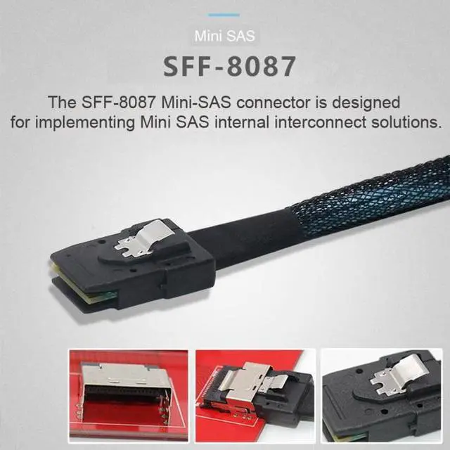 Alt view image 4 of 7 - Cablecc Internal 36 Pin Mini SAS SFF-8087 Host to 4 SFF-8482 Target SAS Hard Disk and SATA Power Cable 50cm