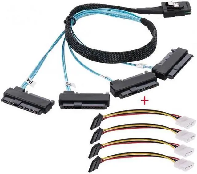 Alt view image 4 of 7 - FVH Internal 36 Pin Mini SAS SFF-8087 Host to 4 SFF-8482 Target SAS Hard Disk and IDE Power Cable 50cm