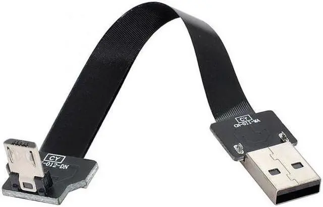 Alt view image 2 of 7 - Cablecc 1.0M Down Angled USB 2.0 Type-A Male to Micro USB 5Pin Male Data Flat Slim FPC Cable for FPV & Disk & Phone