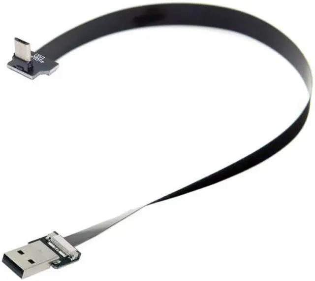 Alt view image 3 of 7 - Cablecc 0.5M Up Angled USB 2.0 Type-A Male to Micro USB 5Pin Male Data Flat Slim FPC Cable for FPV & Disk & Phone