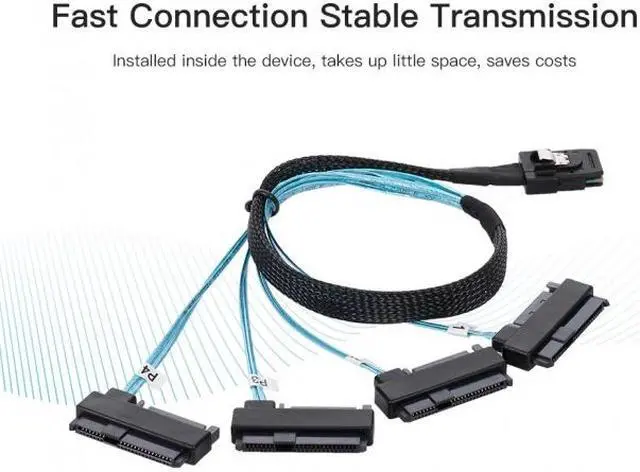 Alt view image 7 of 7 - FVH Internal 36 Pin Mini SAS SFF-8087 Host to 4 SFF-8482 Target SAS Hard Disk and IDE Power Cable 50cm