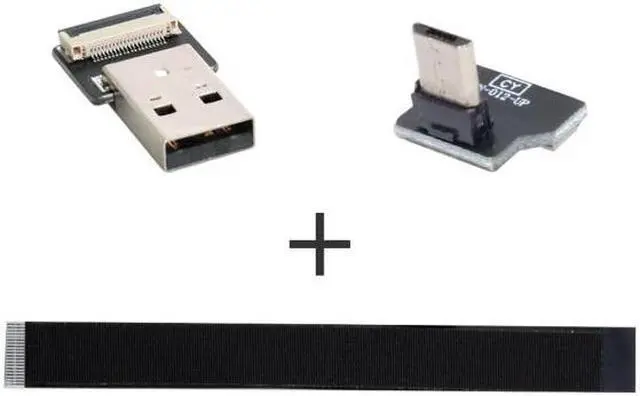 Alt view image 6 of 7 - Cablecc 0.5M Up Angled USB 2.0 Type-A Male to Micro USB 5Pin Male Data Flat Slim FPC Cable for FPV & Disk & Phone