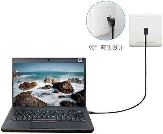 Alt view image 6 of 7 - Xiwai Ultra Slim Cat6 Ethernet Cable RJ45 Up Angled to Straight UTP Network Cable Patch Cord 90 Degree Cat6a Lan for Laptop Router TV BOX