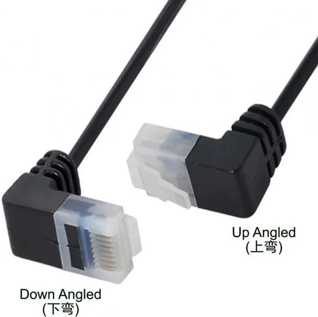 Alt view image 4 of 7 - Chenyang Ultra Slim Cat6 Ethernet Cable RJ45 Down to Up Angled 25cm UTP Network Cable Patch Cord 90 Degree Cat6a Lan for Laptop Router TV BOX