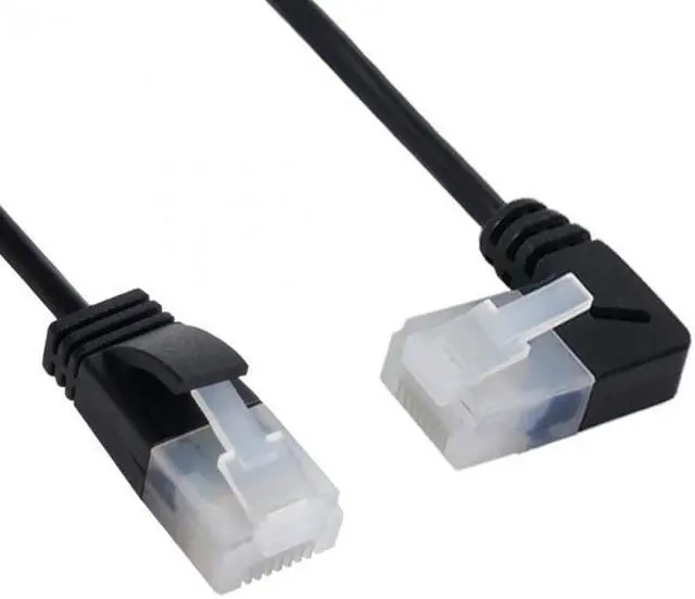 Alt view image 2 of 7 - CY Ultra Slim Cat6 Ethernet Cable RJ45 Right Angled to Straight UTP Network Cable Patch Cord 90 Degree Cat6a Lan for Laptop Router TV BOX