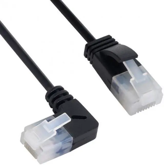 Alt view image 2 of 7 - CY Ultra Slim Cat6 Ethernet Cable RJ45 Left Angled to Straight UTP Network Cable Patch Cord 90 Degree Cat6a Lan for Laptop Router TV BOX