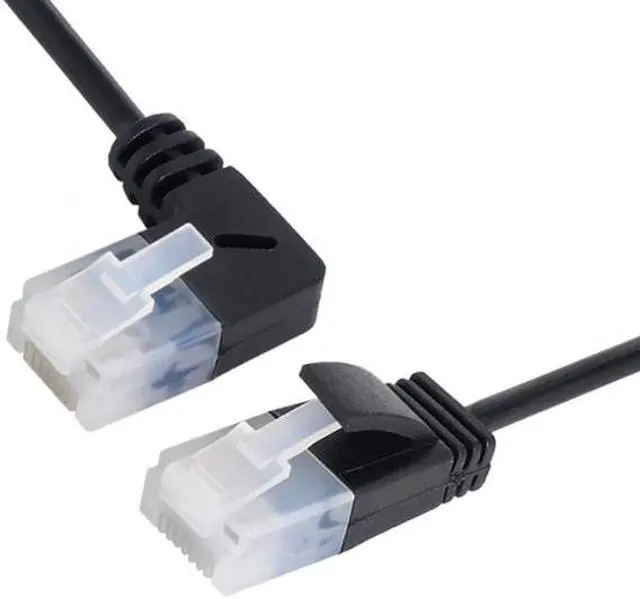 Alt view image 4 of 7 - CY Ultra Slim Cat6 Ethernet Cable RJ45 Left Angled to Straight UTP Network Cable Patch Cord 90 Degree Cat6a Lan for Laptop Router TV BOX
