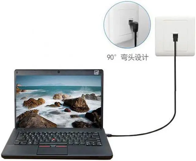 Alt view image 6 of 7 - CY Ultra Slim Cat6 Ethernet Cable RJ45 Left Angled to Straight UTP Network Cable Patch Cord 90 Degree Cat6a Lan for Laptop Router TV BOX