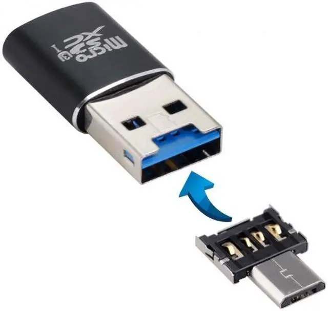 Alt view image 2 of 6 - Jimier USB 3.0 to Micro SD SDXC TF Card Reader with Micro USB 5pin OTG Adapter for Tablet / Cell Phone