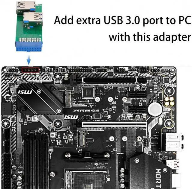 Alt view image 2 of 7 - Jimier Dual Side USB 3.0 A Type Female to Motherboard 20Pin 19 Pin Box Header Slot Adapter PCBA with LED