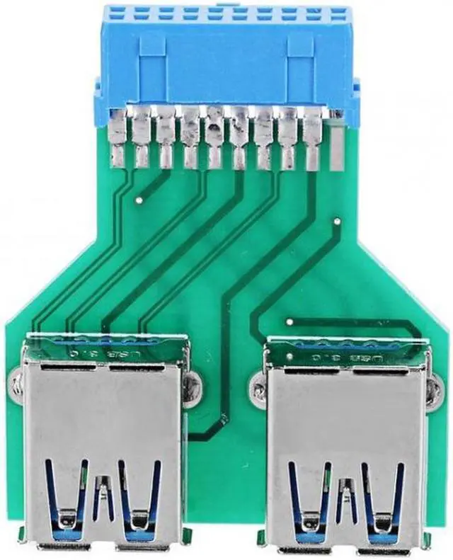 Alt view image 3 of 6 - Cablecc Dual USB 3.0 A Type Female to Motherboard 20/19 Pin Box Header Slot Adapter PCBA