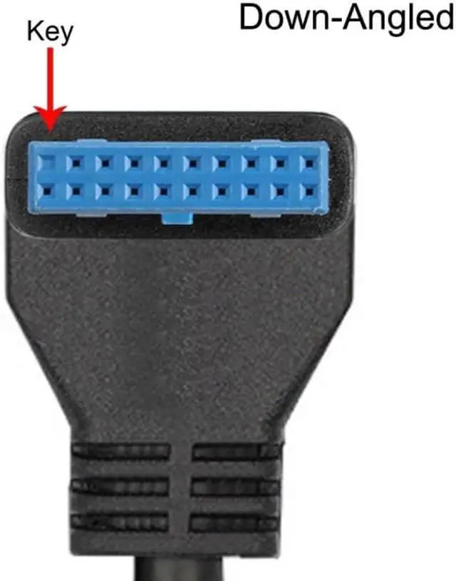 Alt view image 5 of 6 - Xiwai USB 3.0 Single Port A Female Screw Mount Type to Down Angled Motherboard 20pin Header Cable 90 Degree