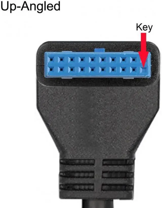 Alt view image 5 of 6 - Xiwai USB 3.0 Single Port A Female Screw Mount Type to Up Angled Motherboard 20pin Header Cable 90 Degree