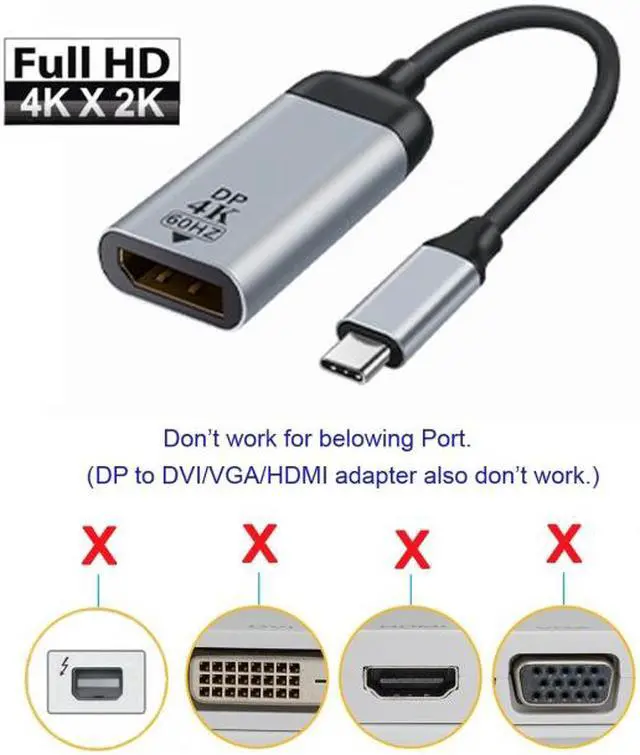 Main image of FVH USB-C Type C to Displayport Monitor DP Cable Adapter 4K 2K 60hz for Tablet & Phone & Laptop
