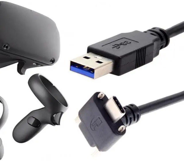 Alt view image 6 of 7 - Jimier 8.0M Down Up Angled USB 3.1 Type-C Dual Screw Locking to USB3.0 Data GL3523 Repeater Cable 90 Degree for Camera Oculus Quest Link