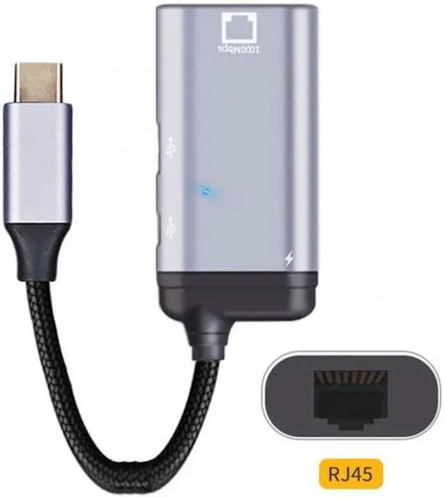 Alt view image 3 of 5 - Cablecc USB-C Type-C USB3.1 to 1000Mbps Gigabit Ethernet Network LAN Adapter with Female PD Power Port