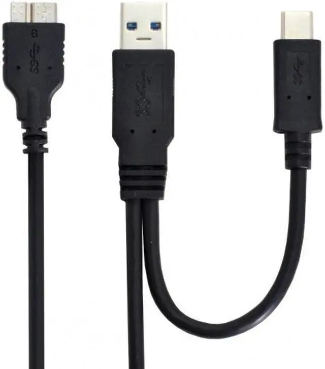 Alt view image 2 of 7 - CY Combo USB-C USB 3.1 Type-C & USB3.0 Type-A Host to Micro USB 3.0 Target Data Cable for Disk