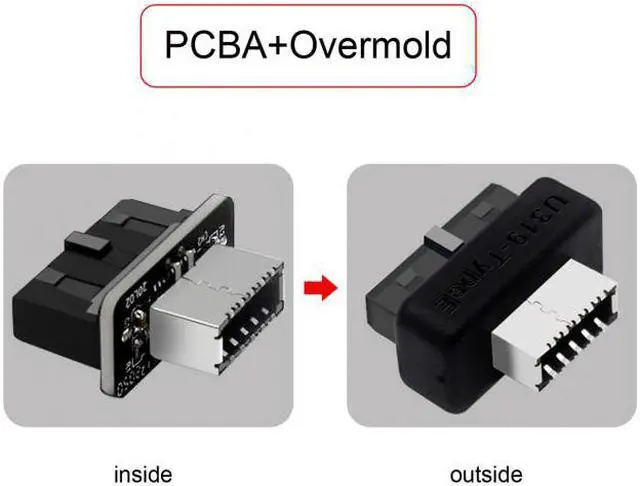 Alt view image 2 of 7 - Chenyang Cable Overmold USB 3.1 Front Panel Socket Key-A Type-E to USB 3.0 20Pin Header Male Extension Adapter