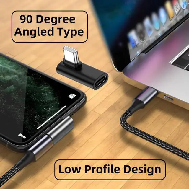 Alt view image 6 of 6 - Cablecc Low Profile 90 Degree Right & Left Angled USB 3.1 Type-C Male to Female Extension Adapter for Laptop & Tablet & Phone