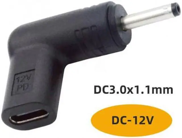 Alt view image 3 of 7 - Cablecc USB 3.1 Type C USB-C Female to DC 12V 3.0x1.1mm Plug Adapter PD Emulator Trigger 90 Degree Angled