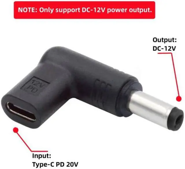 Alt view image 6 of 7 - Chenyang USB 3.1 Type C USB-C Female to DC 12V 5.5x2.1mm Plug Adapter PD Emulator Trigger 90 Degree Angled