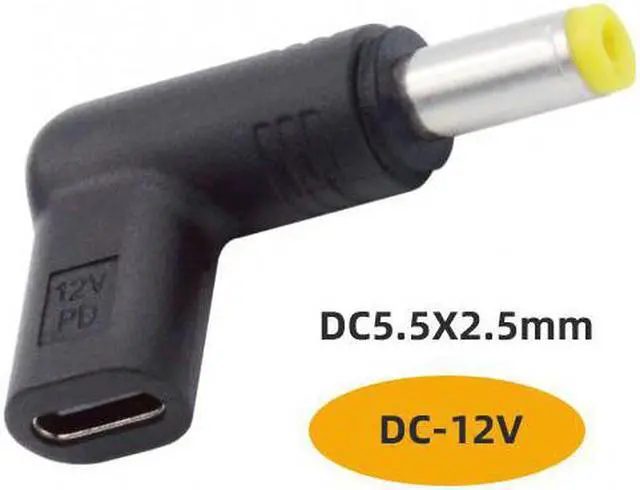 Alt view image 3 of 7 - Cablecc USB 3.1 Type C USB-C Female to DC 12V 5.5x2.5mm Plug Adapter PD Emulator Trigger 90 Degree Angled