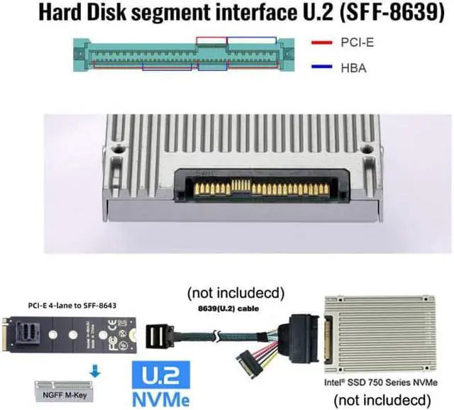 Alt view image 4 of 7 - Chenyang 22x80mm U.2 Kit SFF-8639 NVME PCIe4.0 SSD Adapter for Mainboard SSD 750 p3600 p3700 M.2 SFF-8643 Mini SAS HD