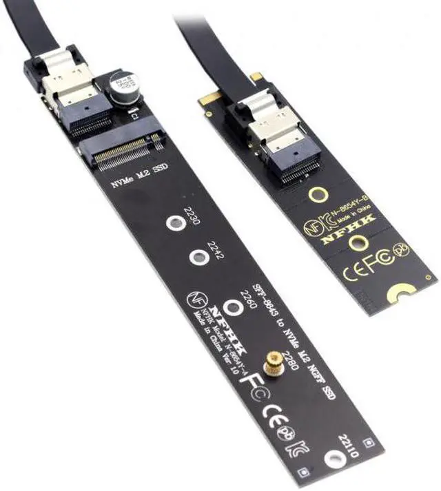 Alt view image 3 of 7 - Cablecc NGFF M-Key NVME Male to Female Extension Cable 40cm with SFF-8654 Connector for Mainboard SSD 2280/22110
