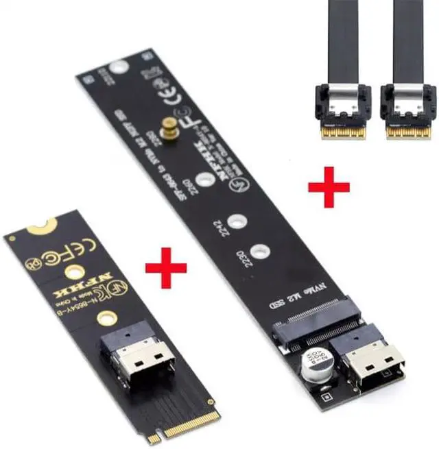 Alt view image 2 of 7 - Cablecc NGFF M-Key NVME Male to Female Extension Cable 40cm with SFF-8654 Connector for Mainboard SSD 2280/22110