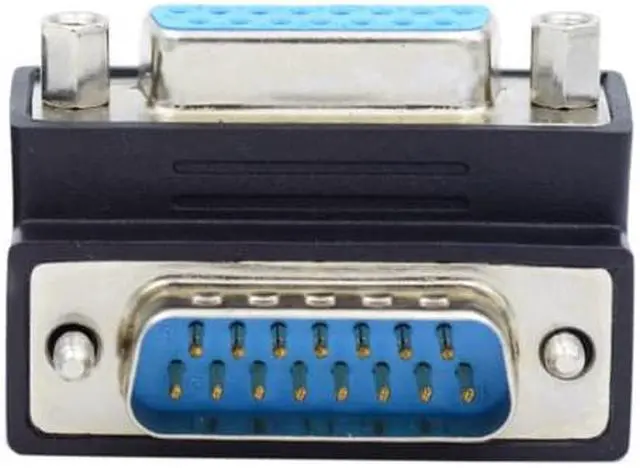 Alt view image 3 of 6 - Cablecc Down 90 Degree Angled DSUB D-subminiature 15pin Male to Female Extension Adapter DB Connector