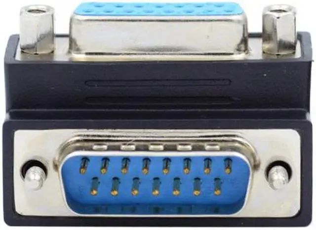 Alt view image 3 of 6 - Cablecc Up 90 Degree Angled DSUB D-subminiature 15pin Male to Female Extension Adapter DB Connector