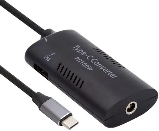 Alt view image 3 of 7 - Chenyang UC-121-5521MM DC Power 5.5x2.5mm 5.5x2.1mm Input to 100W Dual Type C USB-C and Type-A Output PD Emulator Trigger Charge Cable