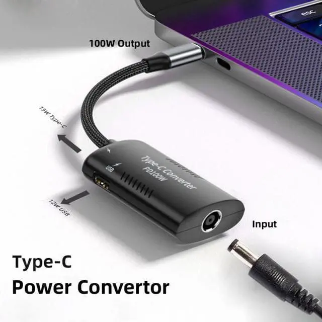 Alt view image 4 of 7 - Chenyang UC-121-5521MM DC Power 5.5x2.5mm 5.5x2.1mm Input to 100W Dual Type C USB-C and Type-A Output PD Emulator Trigger Charge Cable