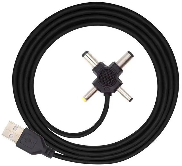 Main image of Cablecc USB 2.0 Type-A Male to 4-in-1 DC 5V 5.5x2.5mm 5.5x2.1mm 4.0x1.7mm 3.5x1.3mm Power Plug Barrel Connector Charge Cable