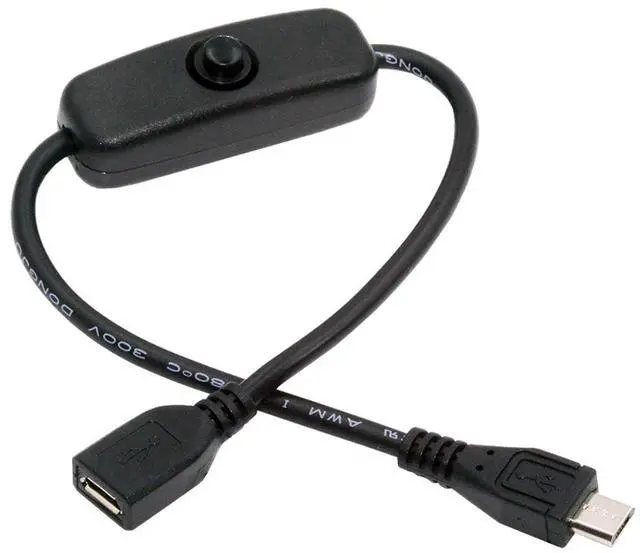 Main image of Cablecc Micro USB2.0 Cable with On Off Power Switch Button Micro 5Pin Male to Female for DC 5V Desk Lamp Fan Camera