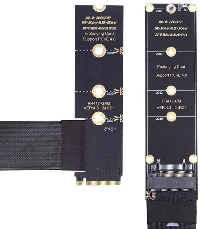 Main image of Cablecc NGFF M-Key NVME Male to Female Extension PCI Express Cable 30cm Right Angled Type 90 Degree PCI-E 4.0 for Mainboard SSD 2230/2242/2260/2280