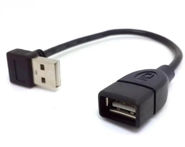 Main image of Cablecc USB 2.0 Type-A Male to USB Female M-F Extension Cable 20cm 90 Degree Down Angled Type