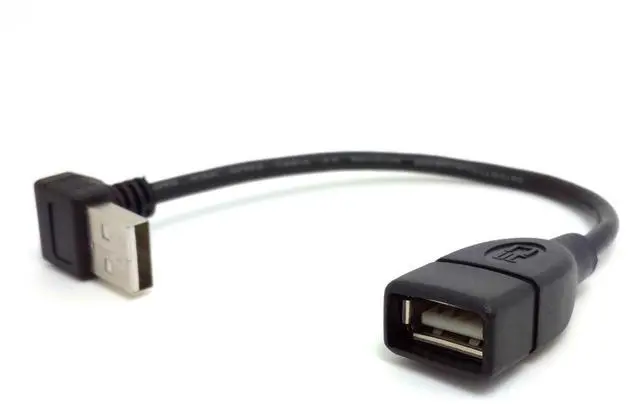 Main image of Cablecc USB 2.0 Type-A Male to USB Female M-F Extension Cable 20cm 90 Degree Up Angled Type