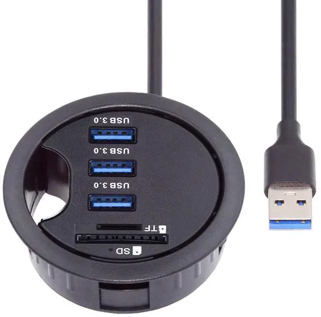 Main image of Cablecc USB 3.0 Hub SD TF 3 Port USB 60mm Desk Grommet Splitter Dock Station Micro-SD Card Reader for Desktop PC Desk