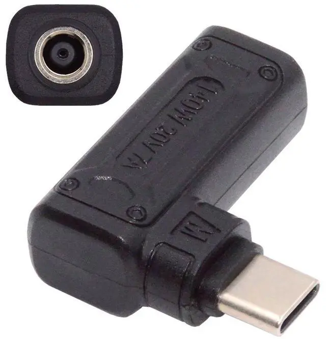 Main image of Cablecc 140W 100W DC Jack 4.5x3.0mm Input to USB-C Type-C Angled 90 Degree Power Plug Charge Adapter for Laptop Phone