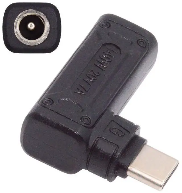 Main image of Cablecc 140W 100W DC Jack 5.5x2.1mm Input to USB-C Type-C Angled 90 Degree Power Plug Charge Adapter for Laptop Phone